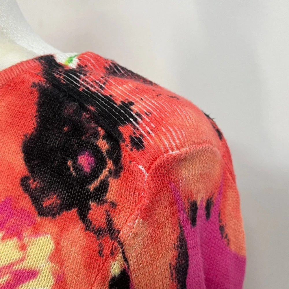 Chicos Pink Tropical Floral Knit Top M - Picture 5 of 8
